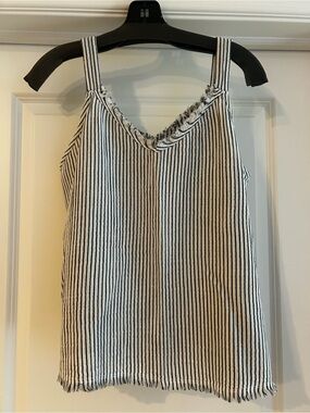 NIC+ZOE Black & White Striped V-Neck Camisole